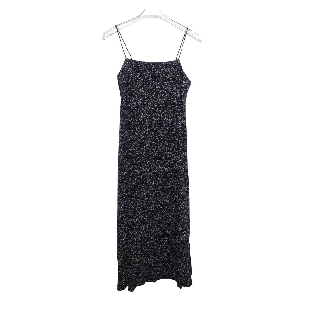 Gap Vintage 90s Black‎ Floral Spaghetti Strap Midi Slip Dress Size 4